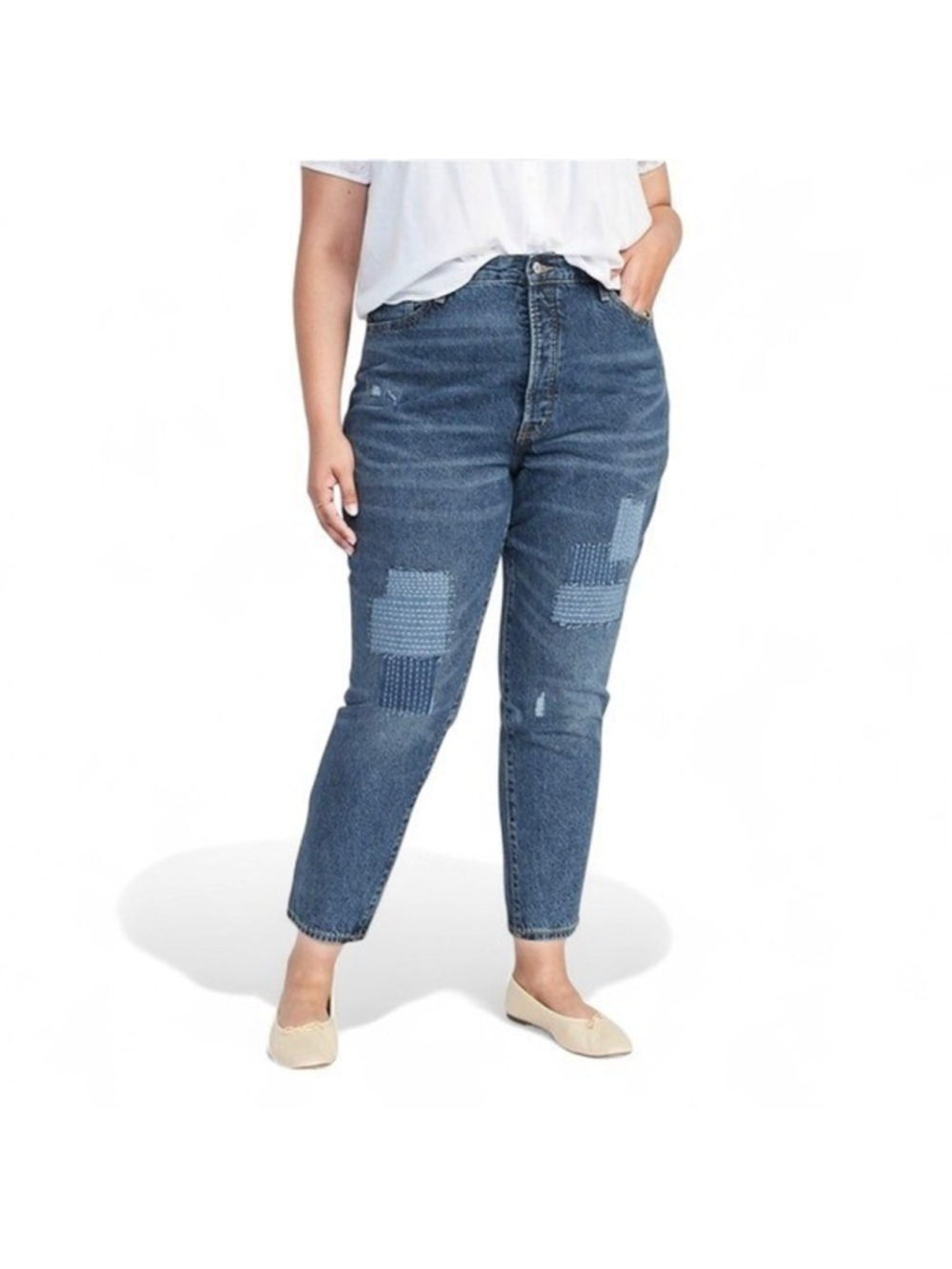 Old Navy High Rise Patchwork Straight Jeans Sz 22W NWOT